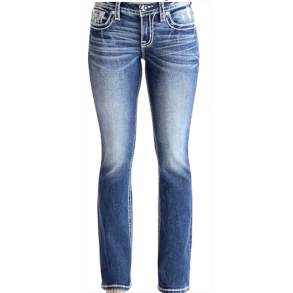 Miss Me Women's Jeans 31X34 Mid-Rise Bootcut Aztec Embroidered Diamond NWT - Picture 2 of 14